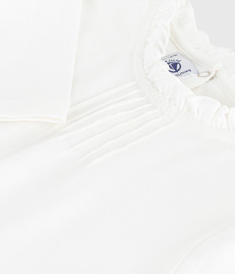 Camiseta infantil lisa de algod&oacute;n de manga larga blanco