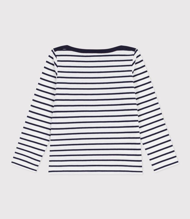 Camiseta marinera ic&oacute;nico para ni&ntilde;os de algod&oacute;n grueso blanco/azul
