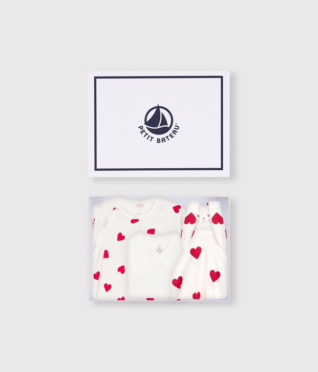 Estuche regalo de algod&oacute;n con estampado de coraz&oacute;n para reci&eacute;n nacido multicolor
