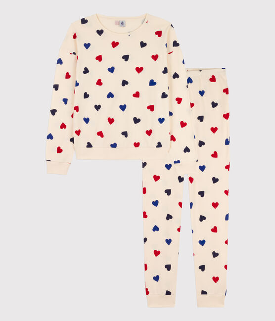 Pijama con corazón de algodón de mujer blanco AVALANCHE/ MULTICO