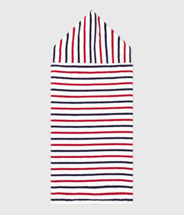 Capa de ba&ntilde;o de rizo a rayas para beb&eacute; blanco/multicolor
