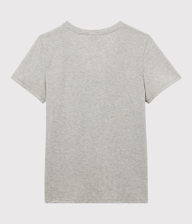 La camiseta RECTA de algod&oacute;n con cuello de pico para mujer gris BELUGA CHINE