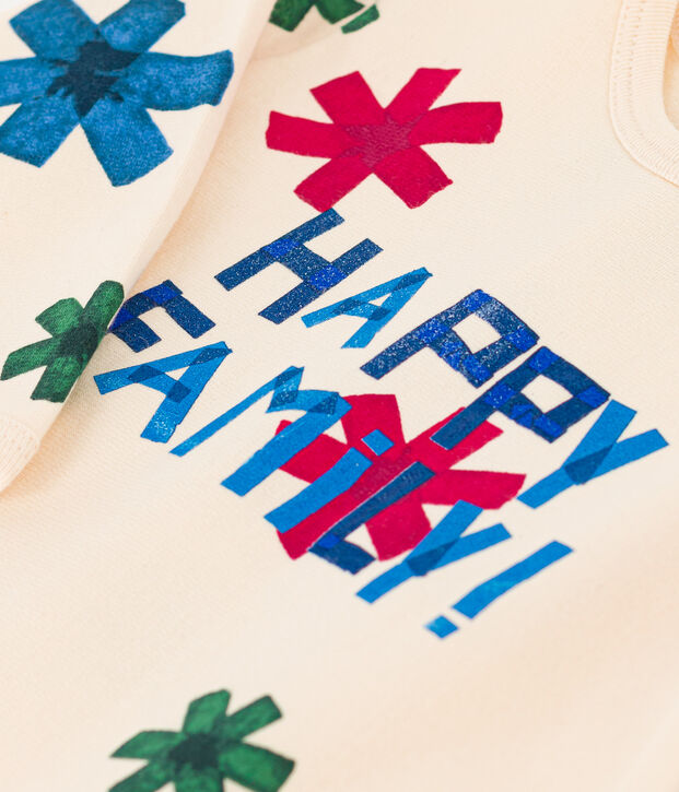 Pijama de felpa happy family para beb&eacute; crudo/multicolor