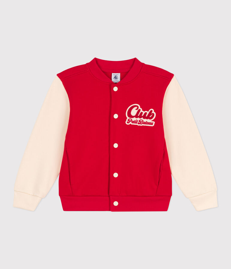 Chaqueta teddy de felpa para ni&ntilde;o rojo/crudo