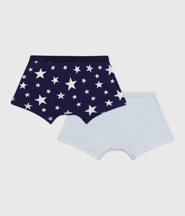 Juego de b&oacute;xeres infantiles de algod&oacute;n con ribete en la cintura y estampado de estrellas multicolor