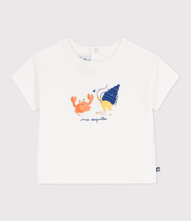 Camiseta de algod&oacute;n de manga corta con motivo de gaviota para beb&eacute; blanco