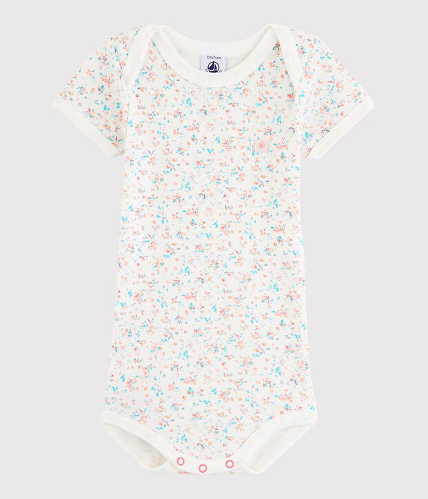 Bodi de manga corta de beb&eacute; ni&ntilde;a blanco/multicolor