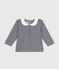 Blusa de algodón con cuello para bebé azul SMOKING/blanco MARSHMALLOW