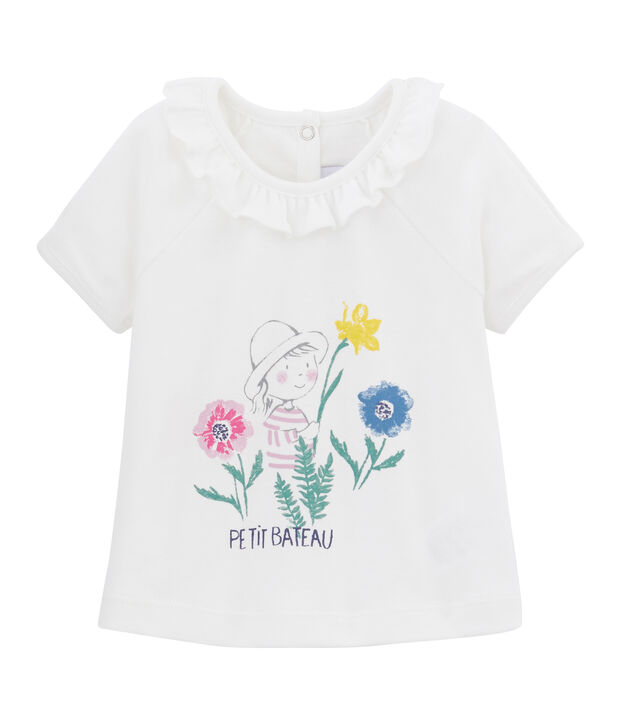 Camiseta lisa para beb&eacute; ni&ntilde;a blanco/multicolor