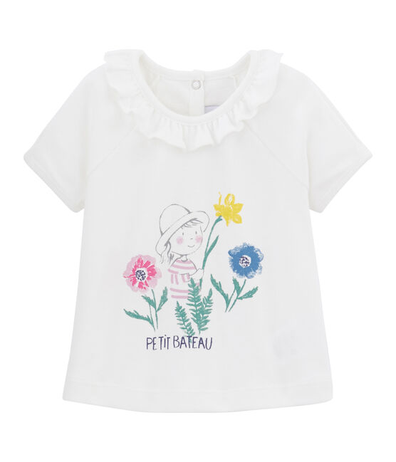 Camiseta lisa para bebé niña blanco MARSHMALLOW/blanco MULTICO