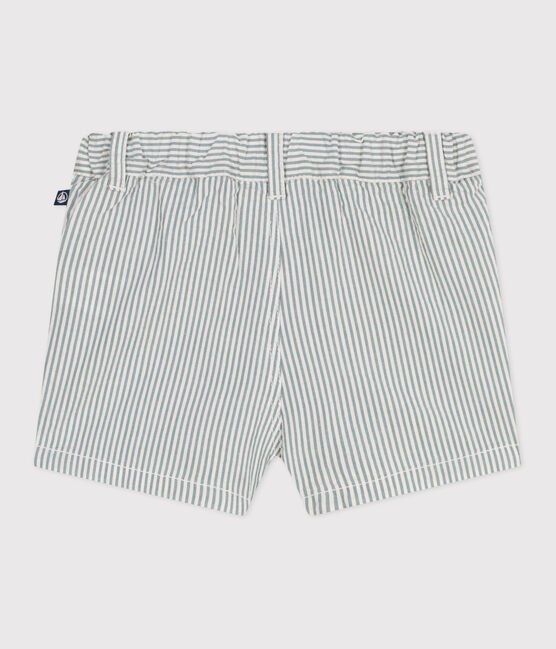 Shorts de seersucker a rayas para bebé blanco MARSHMALLOW/azul BRUT