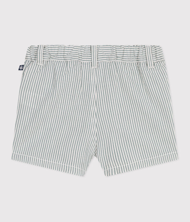 Shorts de seersucker a rayas para beb&eacute; blanco/verde