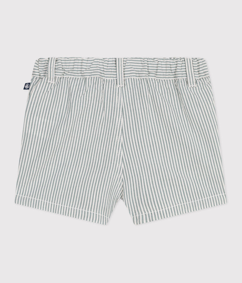 Shorts de seersucker a rayas para beb&eacute; blanco/verde