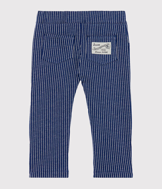 Pantalón de tela de rayas para bebé niño azul SMOKING/blanco MARSHMALLOW