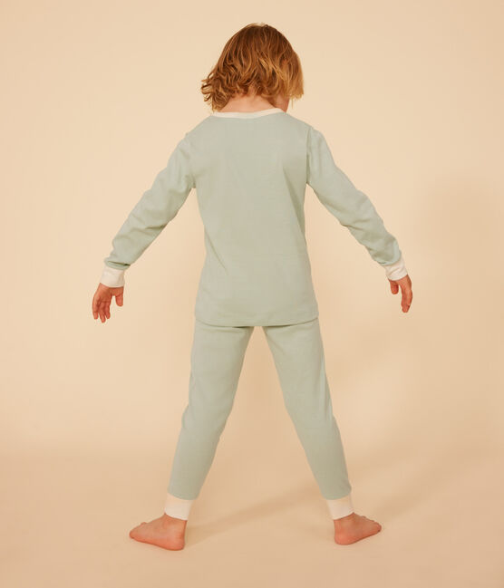 Pijama infantil liso de algodón verde HERBIER