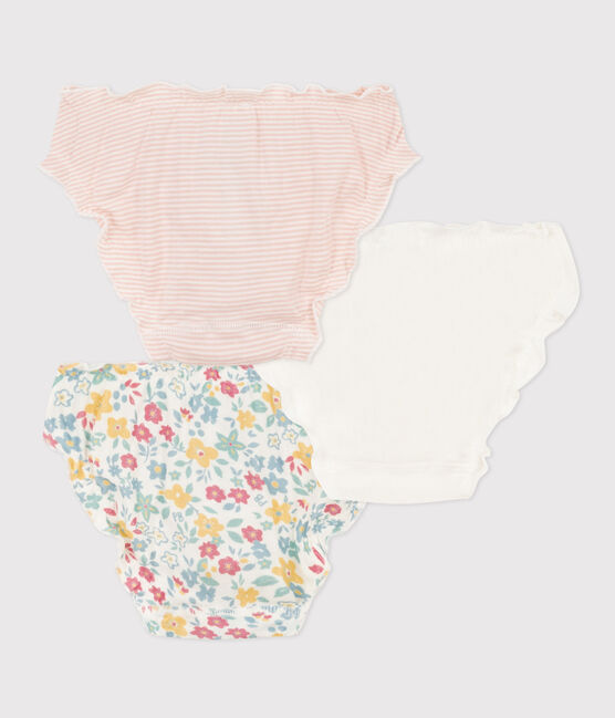 Juego de 3 braguitas de algodón con flores para niña variante 1