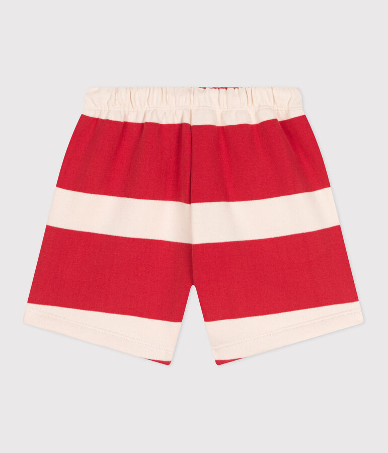 Shorts infantiles de algod&oacute;n a rayas rojo/crudo