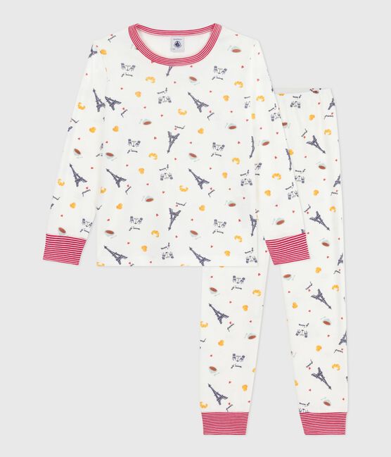 Pijama infantil de algodón con estampado de París blanco MARSHMALLOW/blanco MULTICO