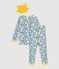 Pijama fosforescente de leopardo de niña/niño de algodón blanco MARSHMALLOW/blanco MULTICO