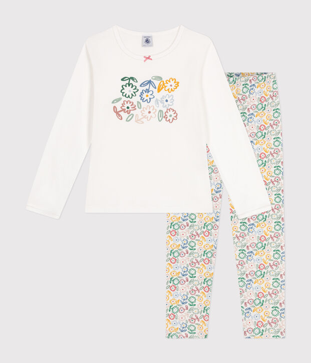 Pijama infantil de algod&oacute;n blanco/multicolor