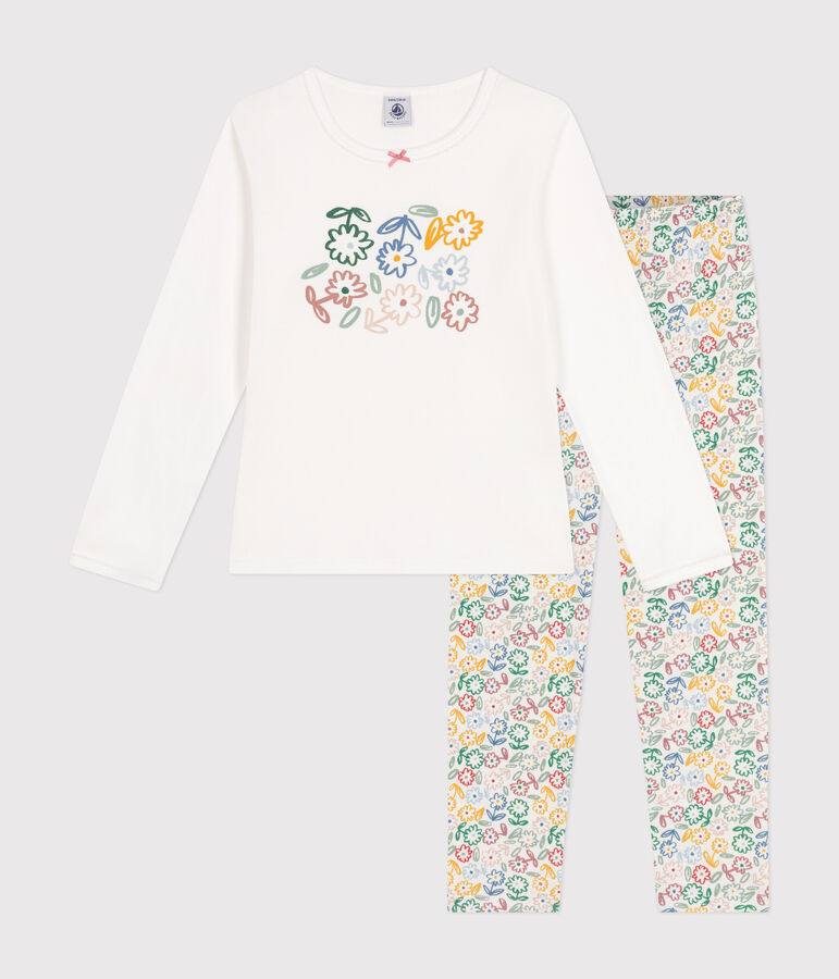 Pijama infantil de algod&oacute;n blanco/multicolor