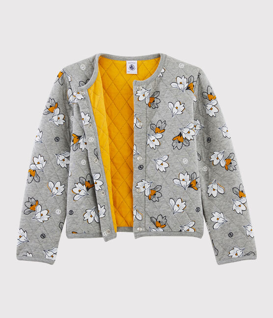 Cárdigan de tela túbica para niña gris SUBWAY/blanco MULTICO