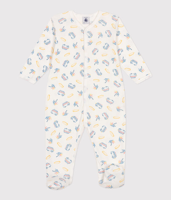 Pijama de algodón para bebé con furgonetas blanco MARSHMALLOW/blanco MULTICO