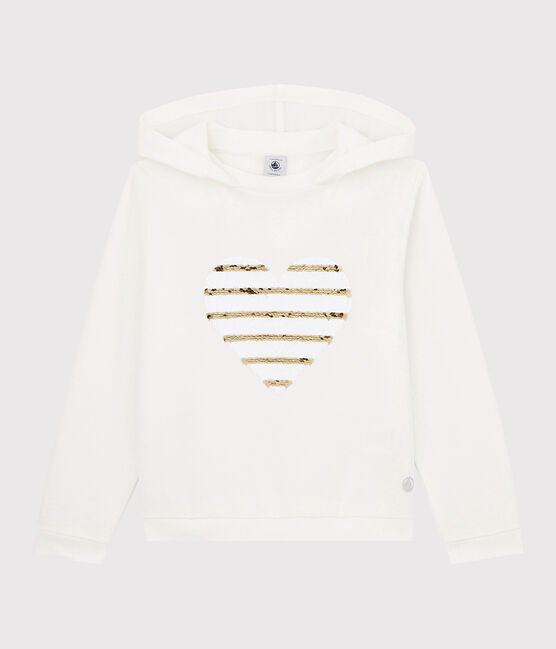 Camiseta con capucha de niña blanco MARSHMALLOW