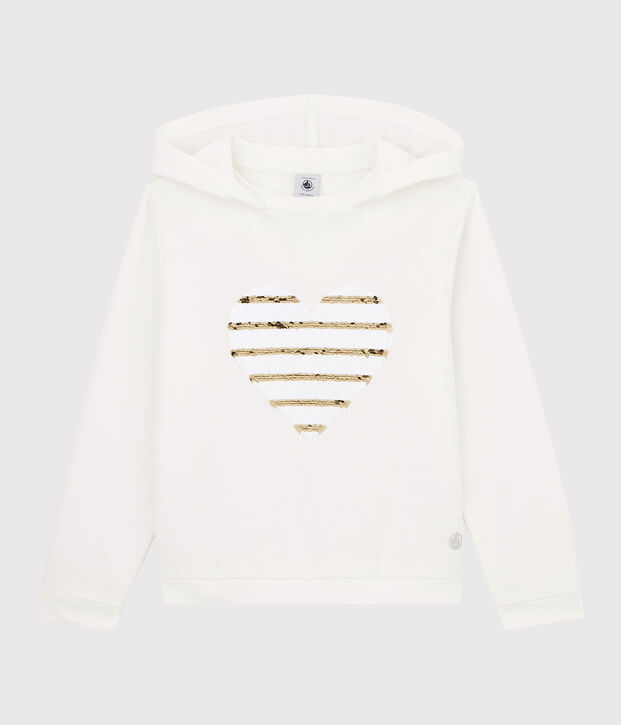 Camiseta con capucha de ni&ntilde;a blanco