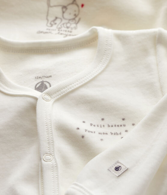 Juego de 2 pijamas blancos de terciopelo para bebé variante 1
