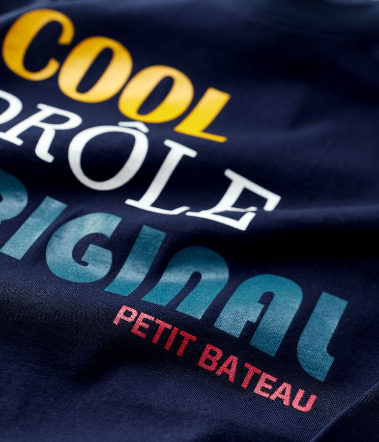 Camiseta de manga larga de algod&oacute;n de ni&ntilde;o azul