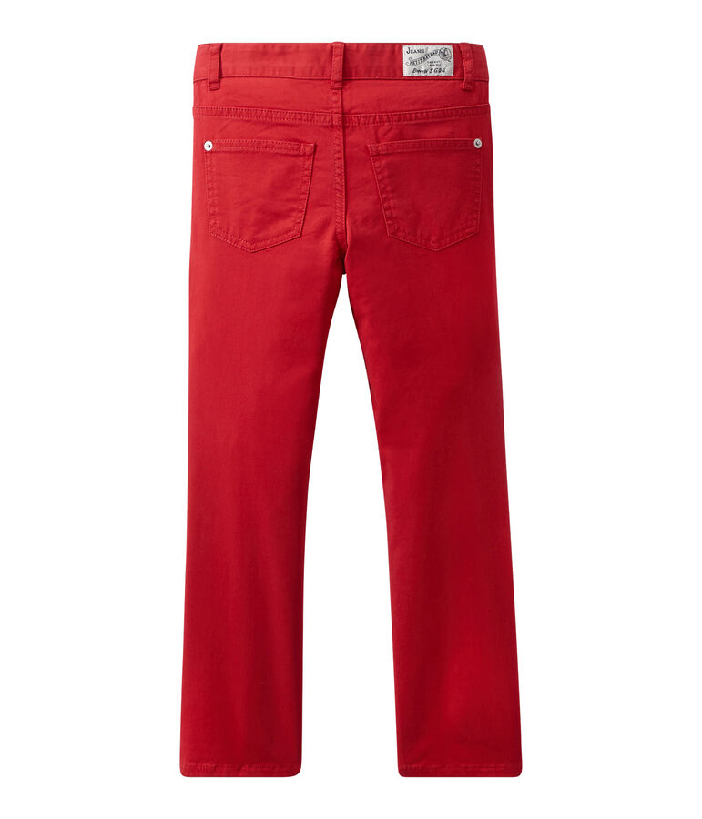 Pantal&oacute;n colorido para ni&ntilde;o en jean rojo