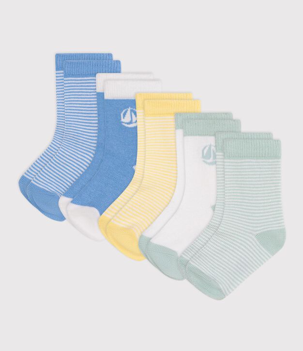 5 pares de calcetines de algod&oacute;n a rayas para beb&eacute; multicolor