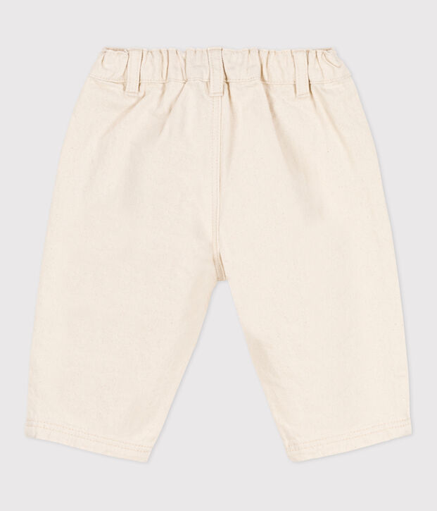 Pantal&oacute;n de tejido vaquero para beb&eacute; beige