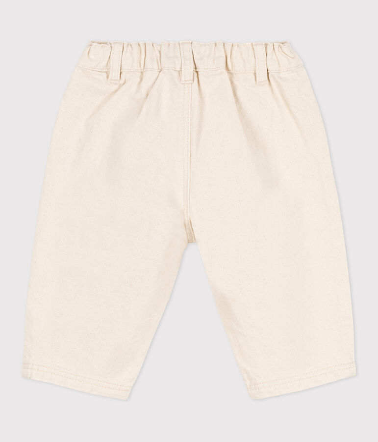 Pantal&oacute;n de tejido vaquero para beb&eacute; beige