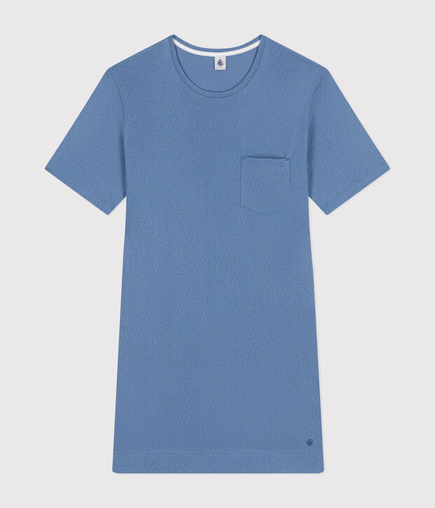 Camis&oacute;n de algod&oacute;n calado para mujer azul