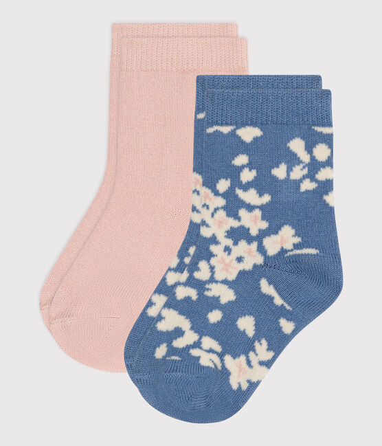 2 pares de calcetines de algodón con flores para bebé variante 1