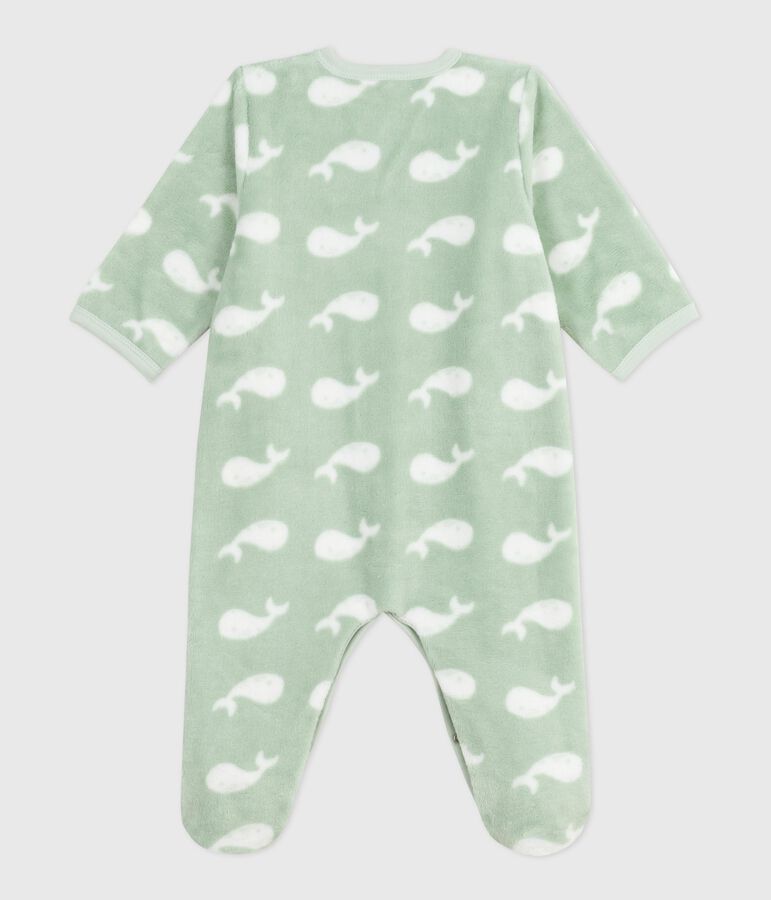 Sobrepijama polar de invierno con estampado de ballenas para beb&eacute; verde/blanco