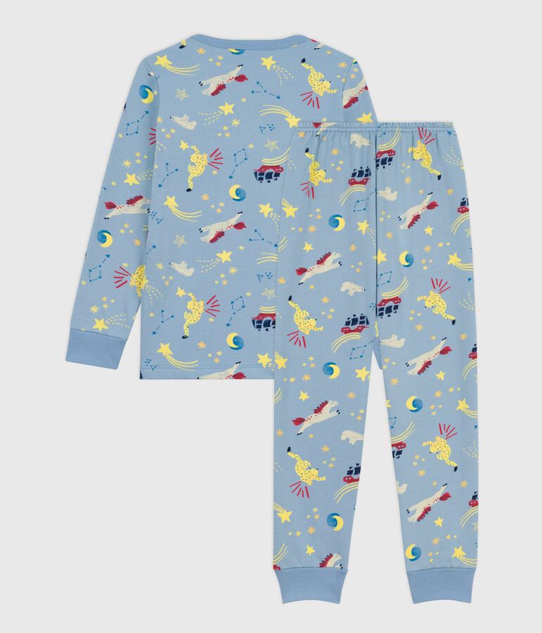 Pijama infantil de felpa con estampado azul/multicolor