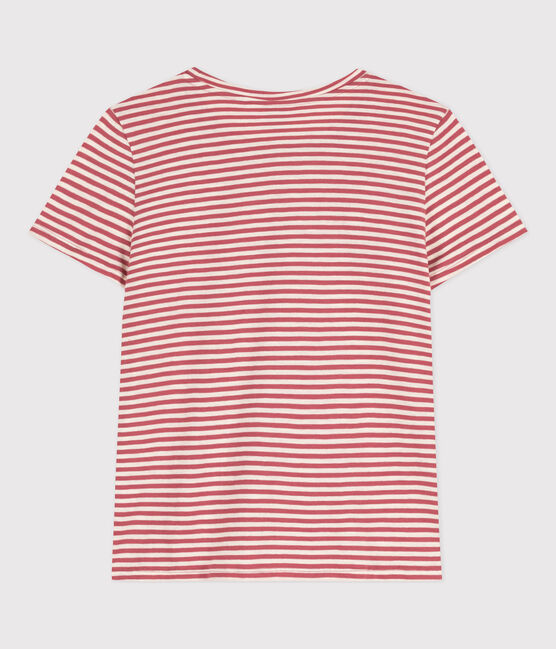 Camiseta LA RECTA de algodón con cuello redondo para mujer rosa PAPI/beige AVALANCHE