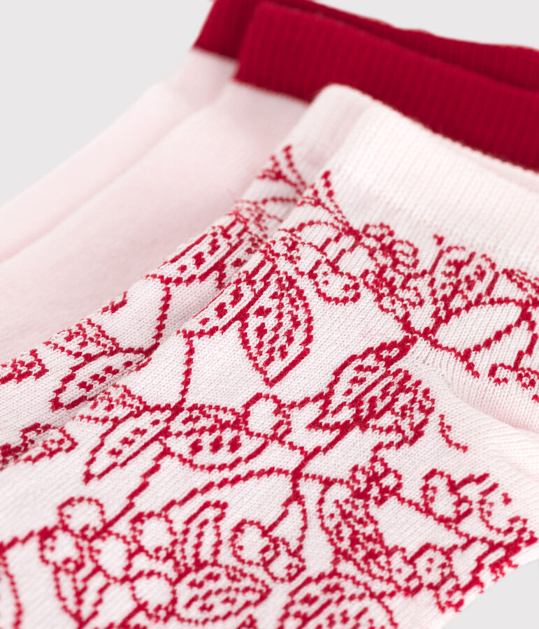 2 pares de calcetines de algod&oacute;n con estampado de flores para ni&ntilde;a multicolor