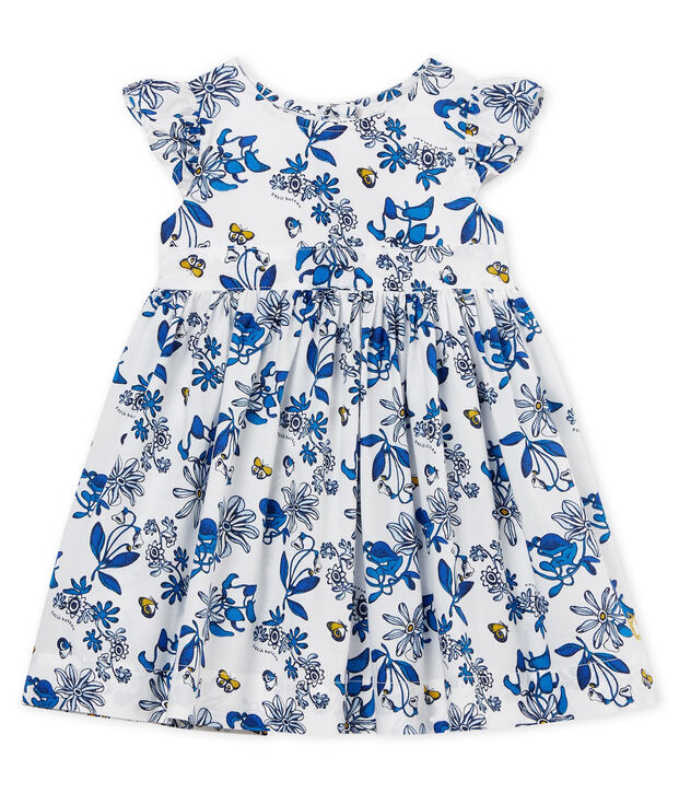 Vestido manga corta estampado para beb&eacute; ni&ntilde;a blanco/multicolor
