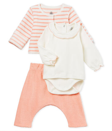 Conjunto 3 Piezas Para Bebe Nina Marshmallow Rosako Petit Bateau