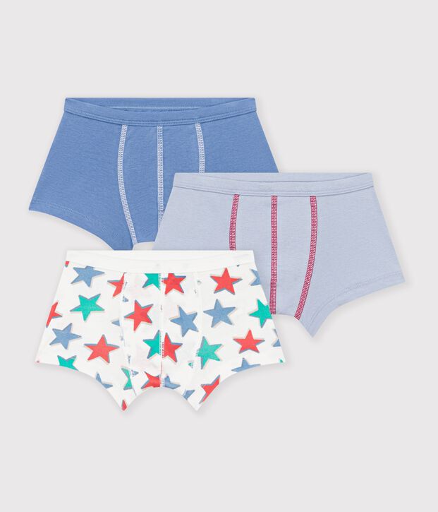 Juego de b&oacute;xeres infantiles de algod&oacute;n con ribete en la cintura y estampado de estrellas multicolor
