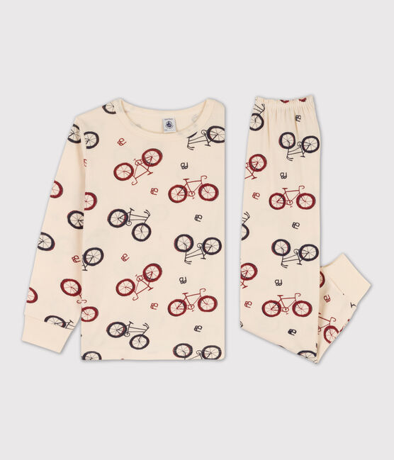 Pijama de algodón con motivo de bicicleta para niña / niño  blanco AVALANCHE/ MULTICO