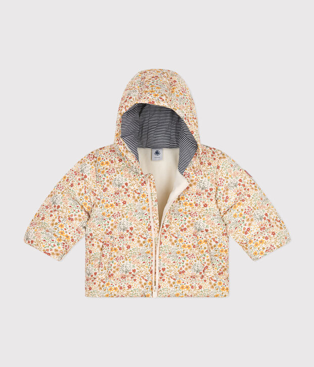 Plum&iacute;fero estampado con capucha para beb&eacute; crudo/multicolor