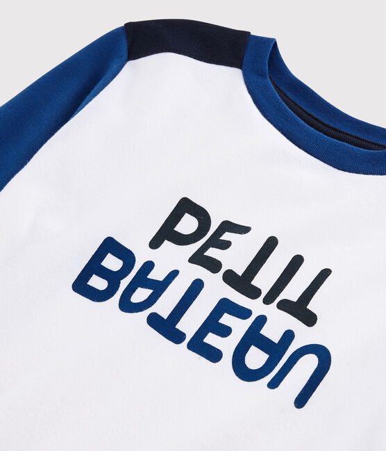 Camiseta de punto de niño blanco MARSHMALLOW/azul MAJOR