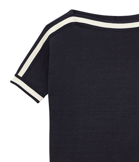 Camiseta de manga corta en lino azul SMOKING