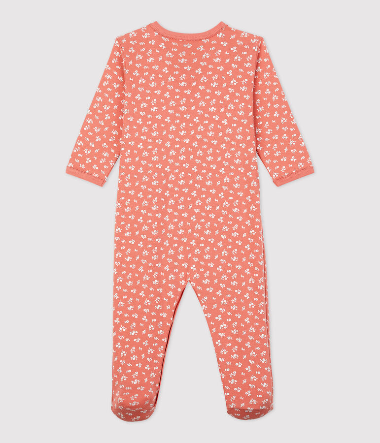 Pelele con flores de algod&oacute;n org&aacute;nico de beb&eacute; rosa/blanco