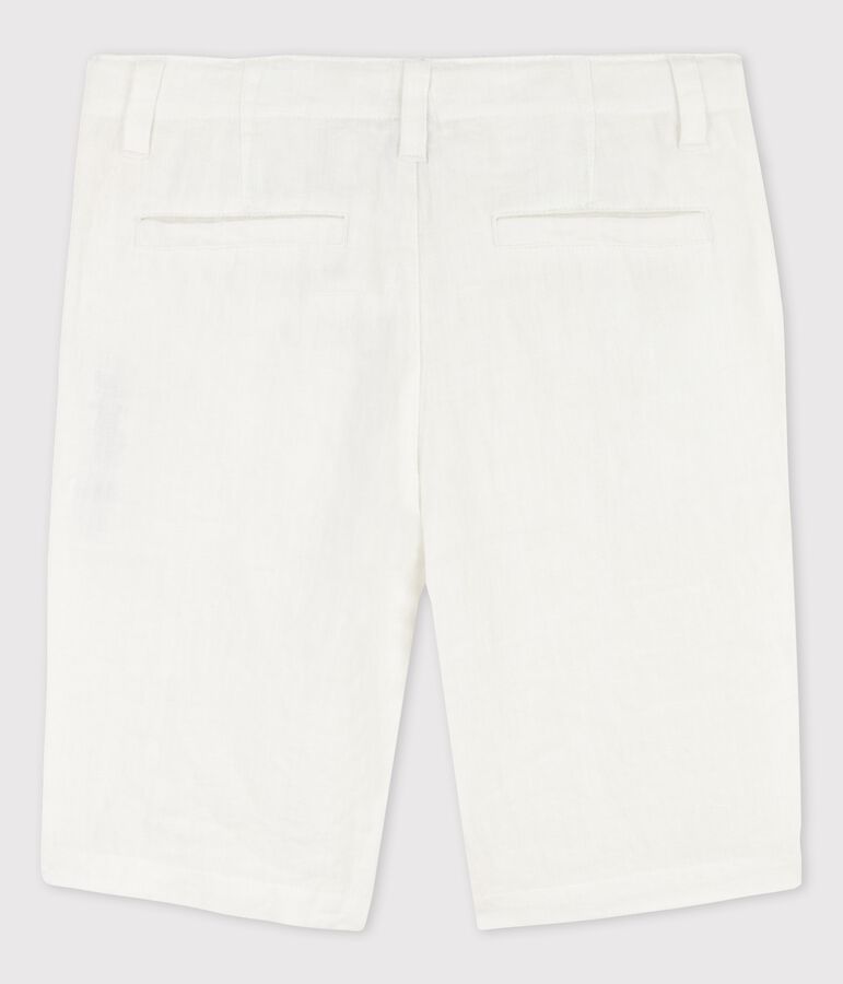 Bermudas de lino de ni&ntilde;o blanco
